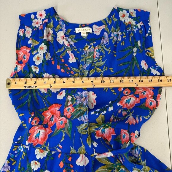 Yumi Kim Amalfi Coast Soho Mixer Silk Mini Wrap Dress Size XS Blue Floral Boho - Picture 6 of 10